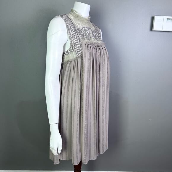 Free People Dress medium Georgette lace sheer Royal Regencycore Fairy babydoll - Picture 4 of 16